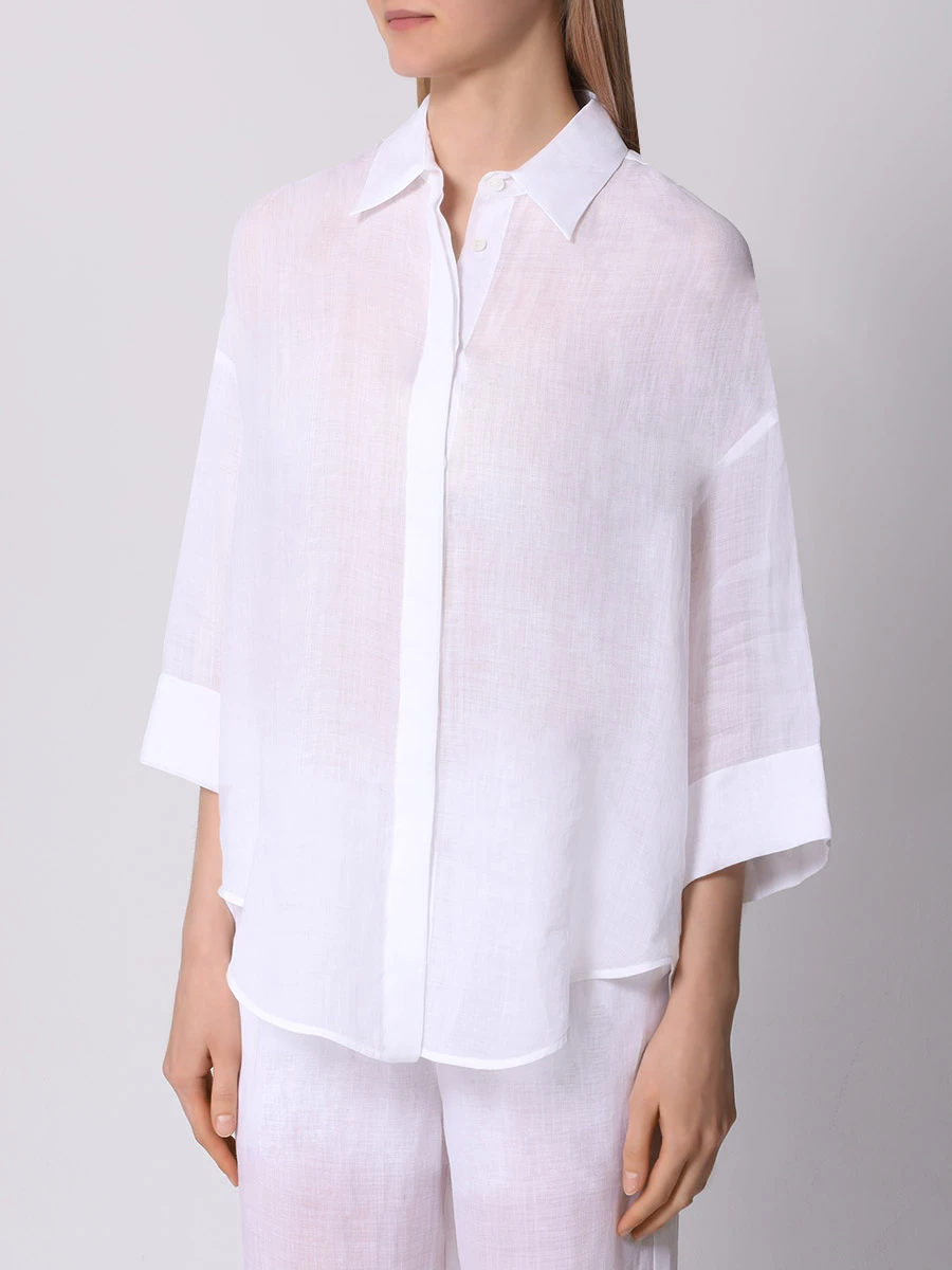 Блуза из рами LORENA ANTONIAZZI E2447CA58A_4248 100, размер 42, цвет белый - фото 4
