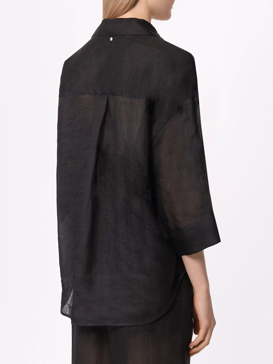 Блуза из рами LORENA ANTONIAZZI E2447CA58A_4248 999, размер 42, цвет черный - фото 3
