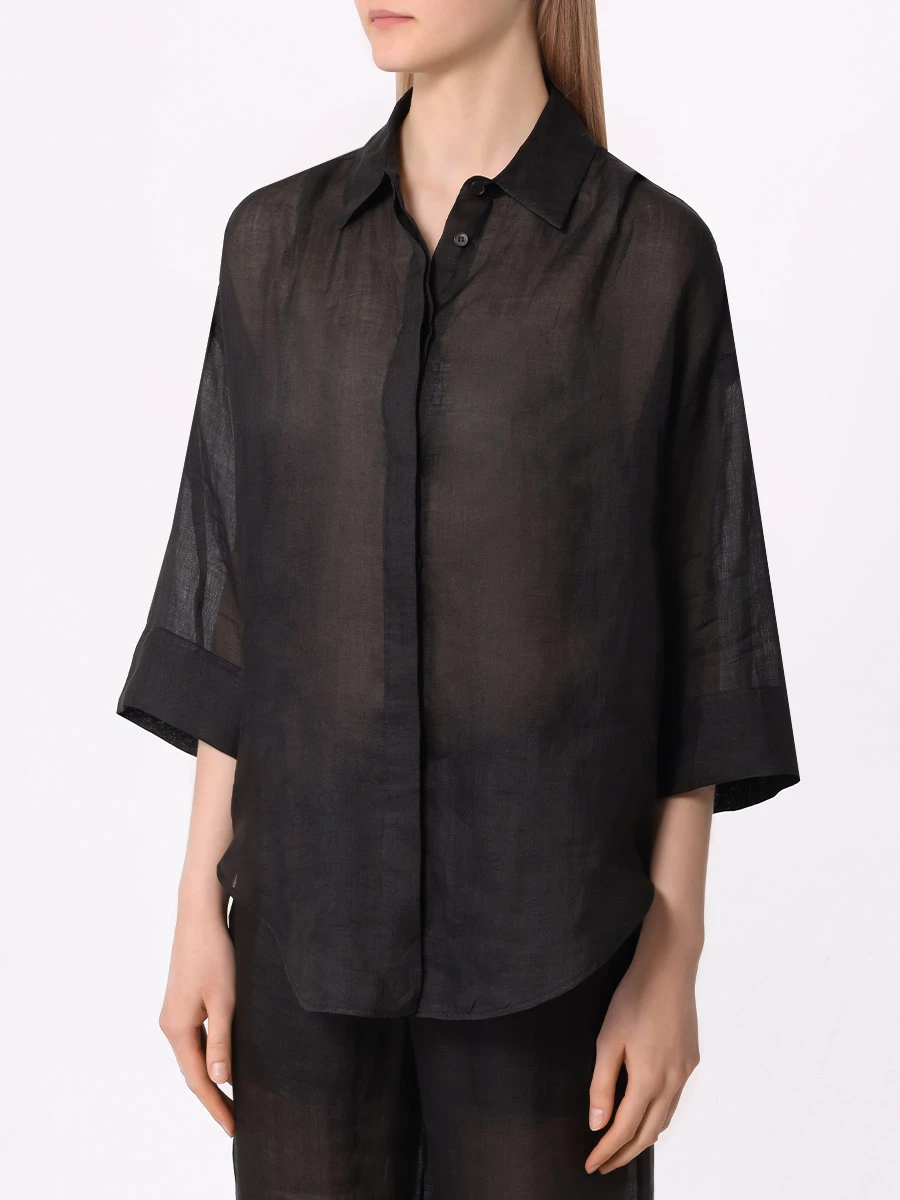 Блуза из рами LORENA ANTONIAZZI E2447CA58A_4248 999, размер 42, цвет черный - фото 4