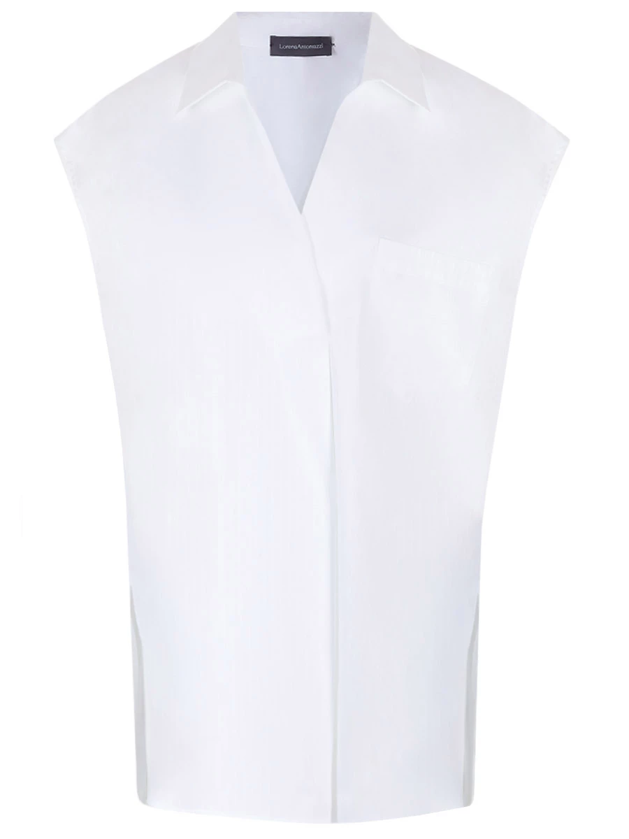 Блуза хлопковая LORENA ANTONIAZZI E2436CA11A_4499 100, размер 42, цвет белый
