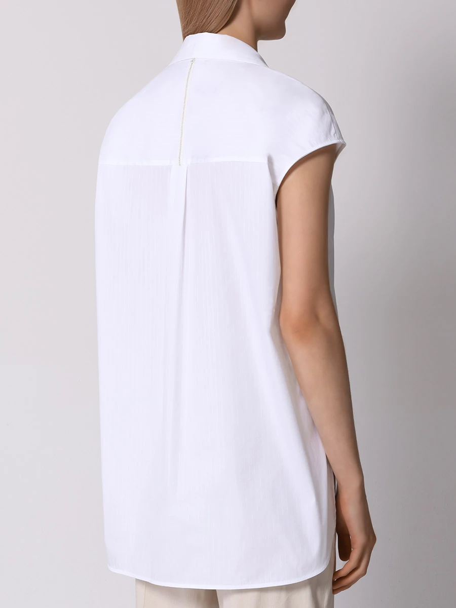 Блуза хлопковая LORENA ANTONIAZZI E2436CA11A_4499 100, размер 42, цвет белый - фото 3
