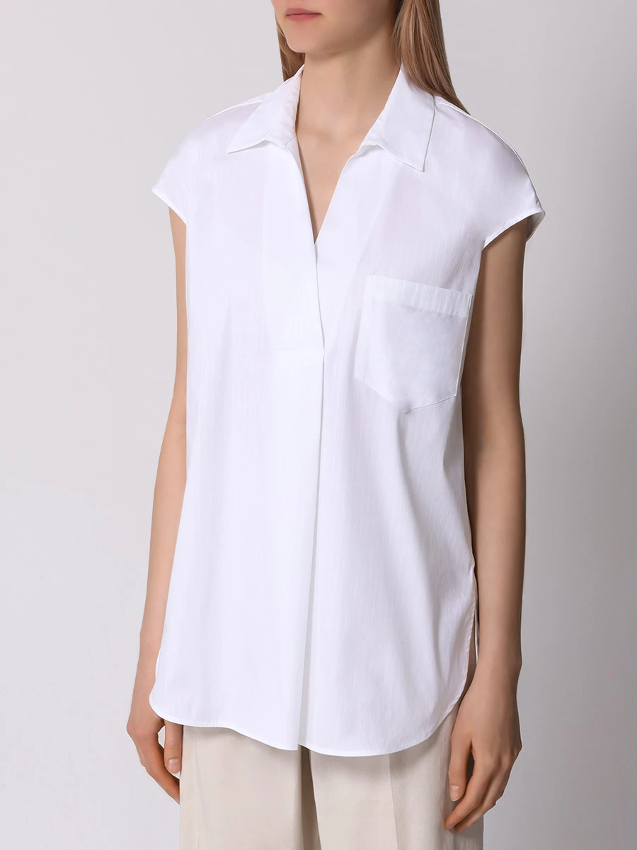 Блуза хлопковая LORENA ANTONIAZZI E2436CA11A_4499 100, размер 42, цвет белый - фото 4