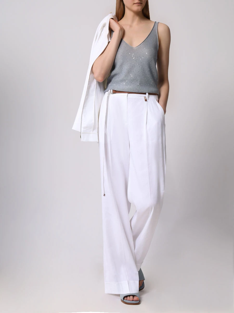 Топ из вискозы LORENA ANTONIAZZI E24132TM40A_2435 533 Голубой  Фото 2