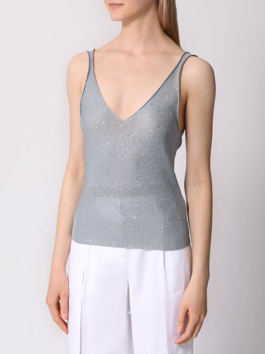 Топ из вискозы LORENA ANTONIAZZI E24132TM40A_2435 533 Голубой  Фото 4