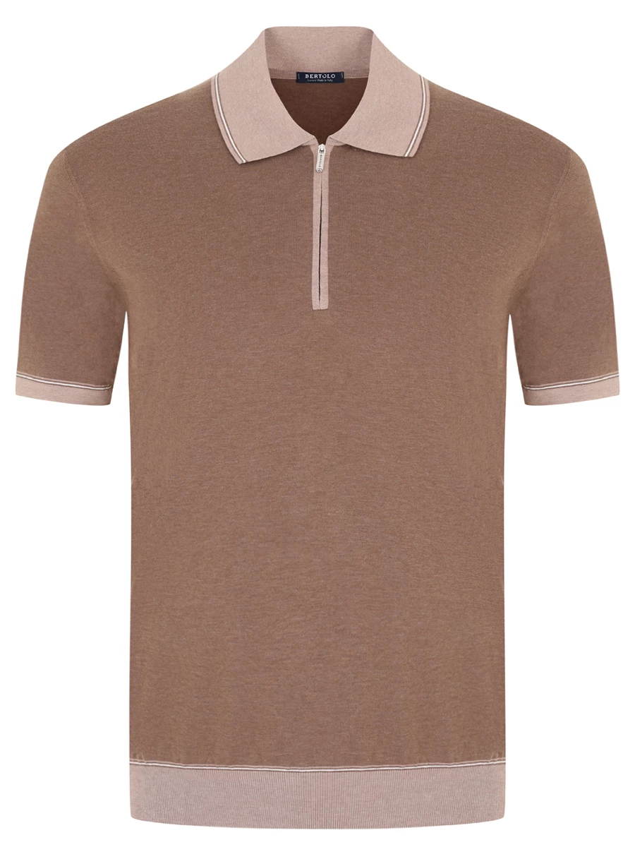 Поло хлопковое BERTOLO LUXURY MENSWEAR 902332/00243/196 Коричневый 