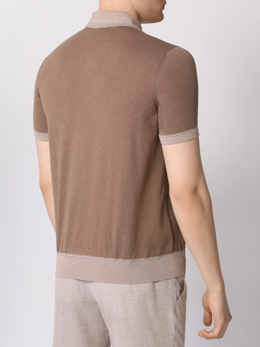 Поло хлопковое BERTOLO LUXURY MENSWEAR 902332/00243/196 Коричневый  Фото 3