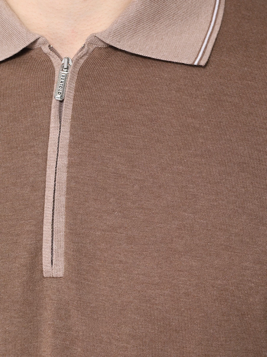 Поло хлопковое BERTOLO LUXURY MENSWEAR 902332/00243/196 Коричневый  Фото 5
