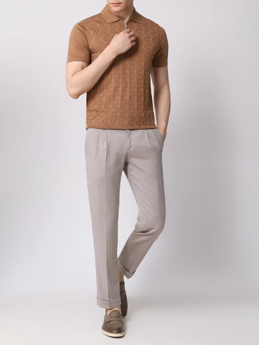 Поло шелковое BERTOLO LUXURY MENSWEAR 902335/002425/353 Коричневый  Фото 3