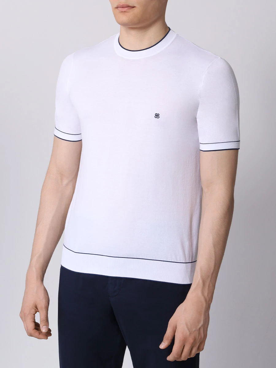 Футболка хлопковая BERTOLO LUXURY MENSWEAR 902204/002056/5245 Белый  Фото 4