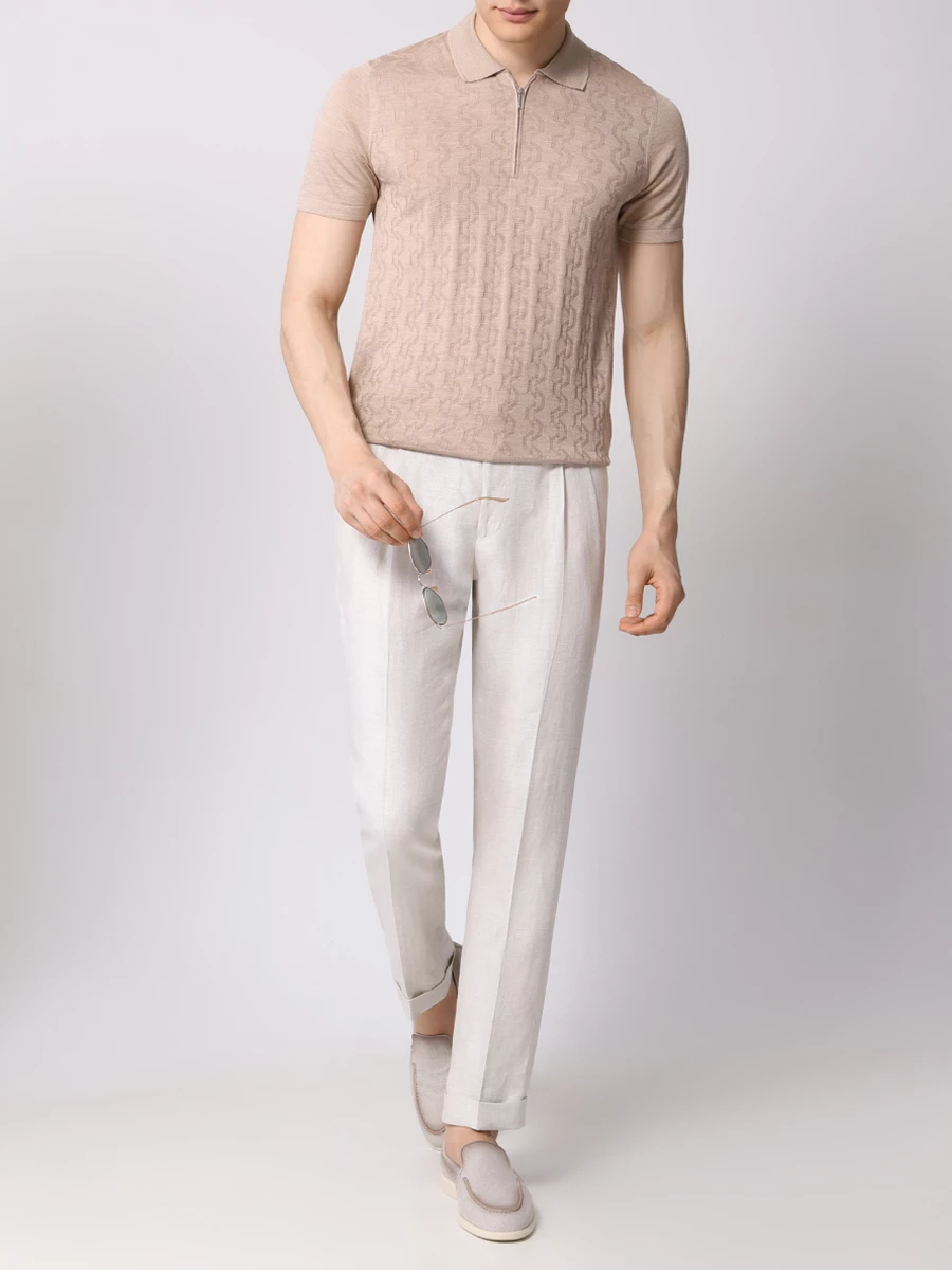 Поло шелковое BERTOLO LUXURY MENSWEAR 902335/002425/741 Бежевый  Фото 2
