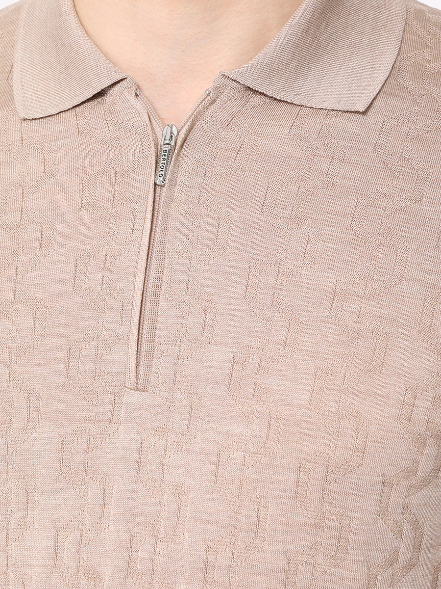 Поло шелковое BERTOLO LUXURY MENSWEAR 902335/002425/741 Бежевый  Фото 5