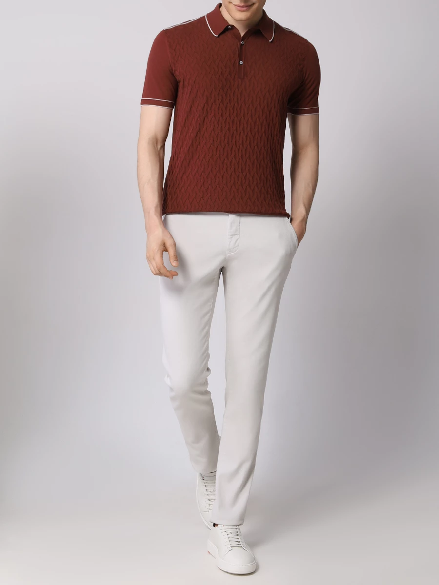 Поло хлопковое BERTOLO LUXURY MENSWEAR 902326/002097/066 Бордовый  Фото 2