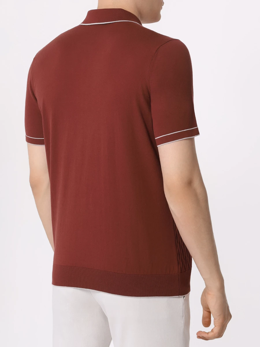 Поло хлопковое BERTOLO LUXURY MENSWEAR 902326/002097/066 Бордовый  Фото 3