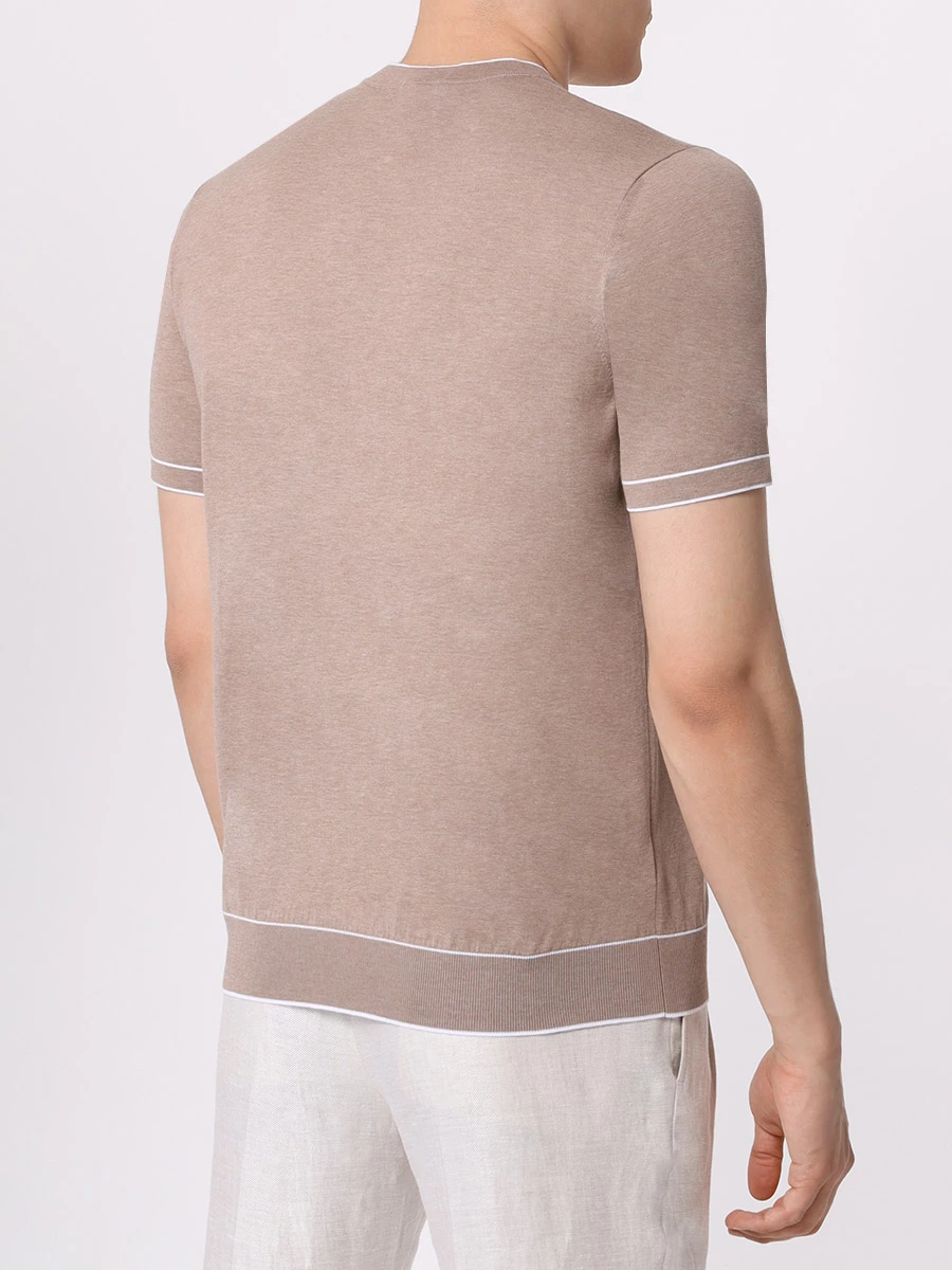 Футболка хлопковая BERTOLO LUXURY MENSWEAR 902204/002056/555 Бежевый  Фото 3