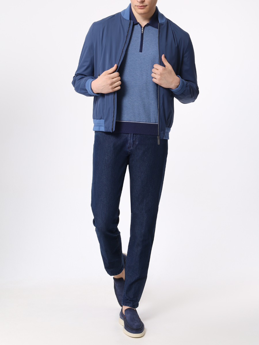 Поло хлопковое BERTOLO LUXURY MENSWEAR 902332/002443/381 Синий  Фото 2