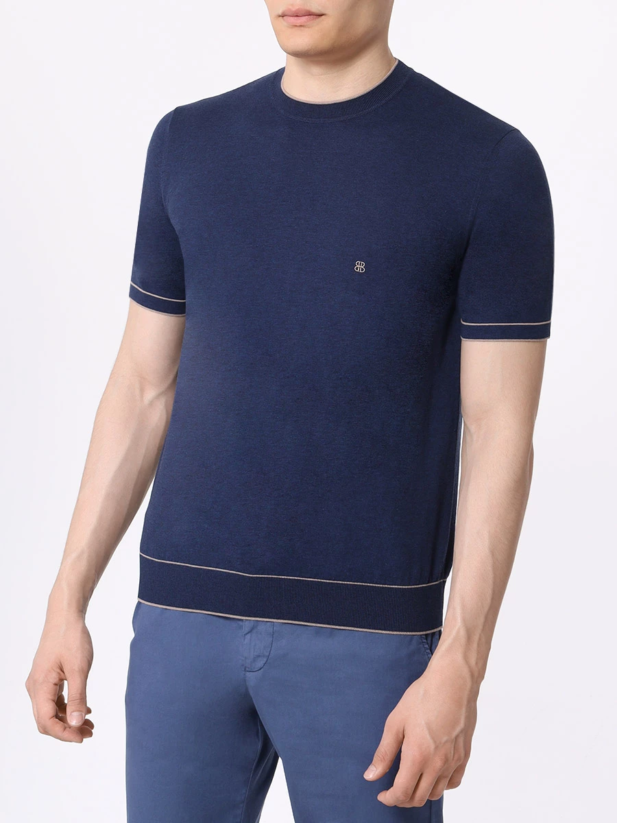 Футболка хлопковая BERTOLO LUXURY MENSWEAR 902204/002056/998 Синий  Фото 4