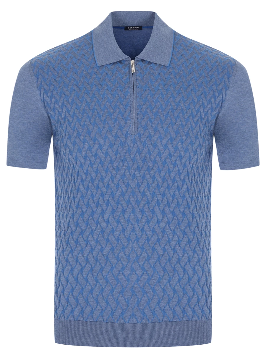 Поло хлопковое BERTOLO LUXURY MENSWEAR 901994/001895/381 Голубой 