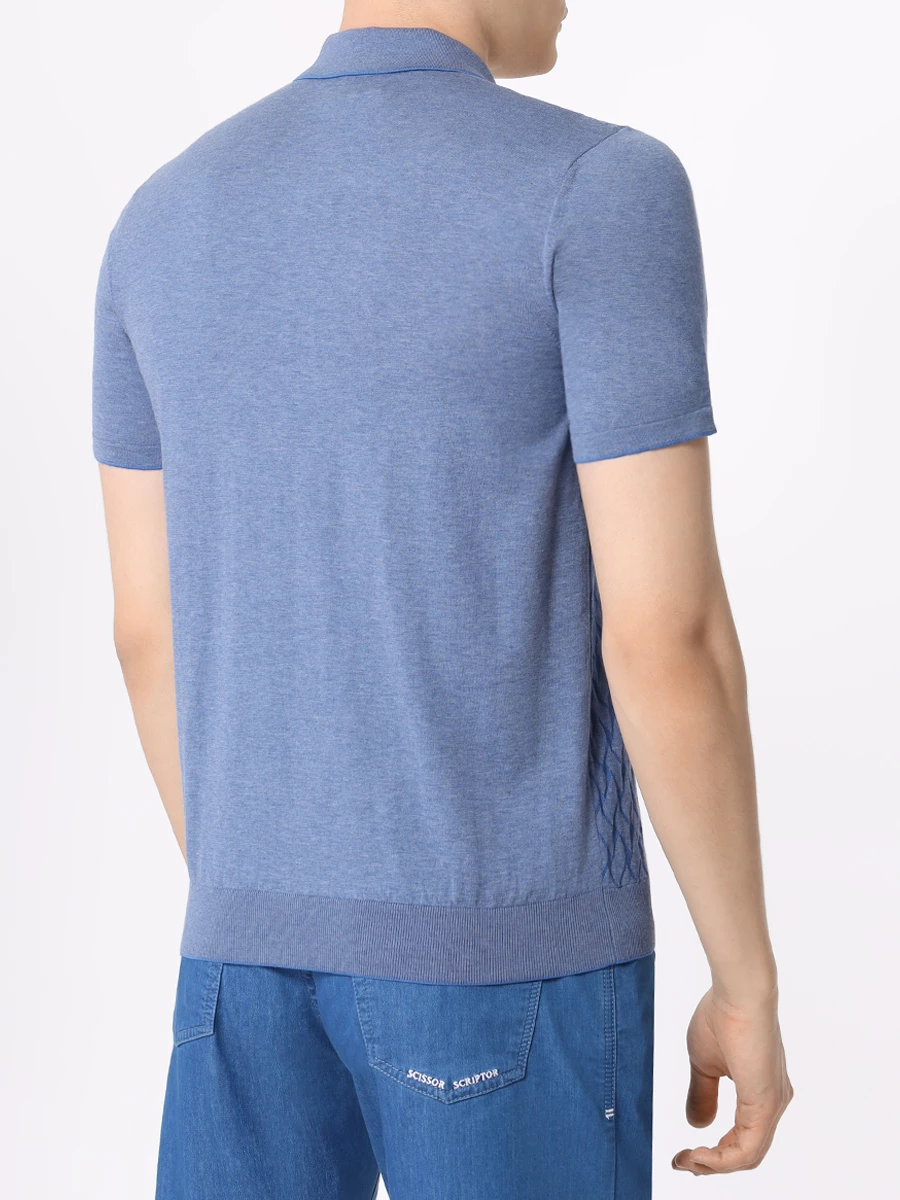 Поло хлопковое BERTOLO LUXURY MENSWEAR 901994/001895/381 Голубой  Фото 3