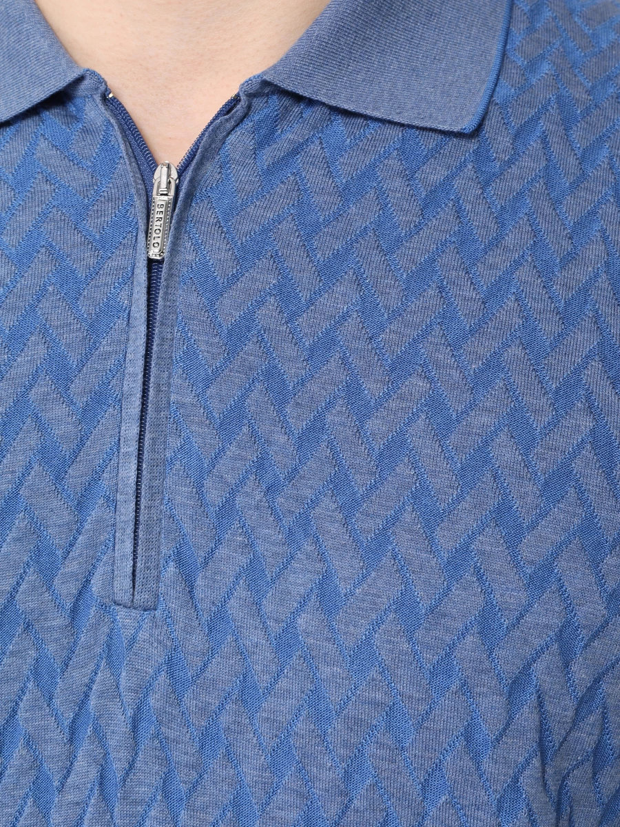 Поло хлопковое BERTOLO LUXURY MENSWEAR 901994/001895/381 Голубой  Фото 5