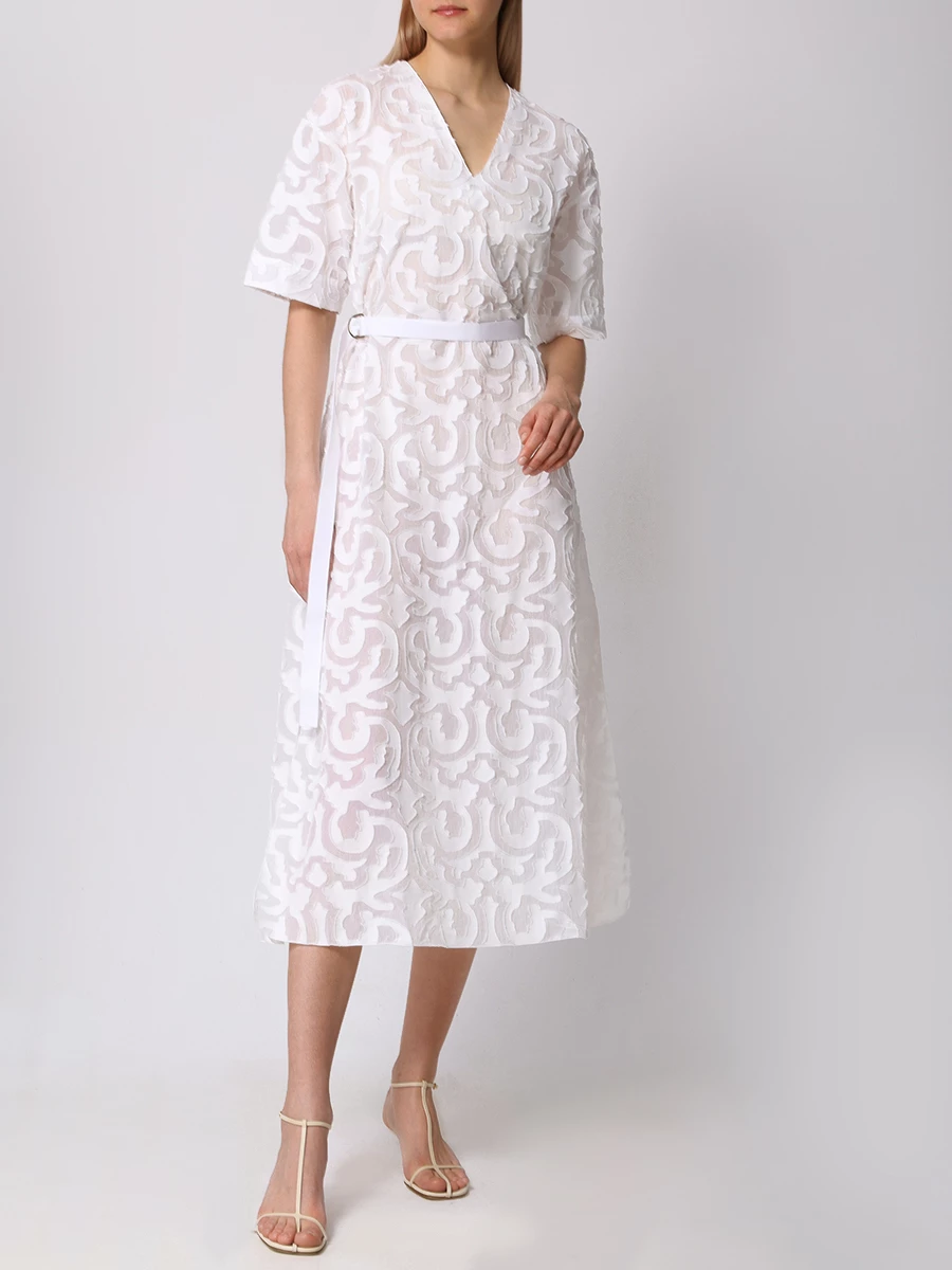 Платье хлопковое LORENA ANTONIAZZI E2404AB95A/E2401AB97A/E2404CT40A_4570 100 Белый  Фото 2