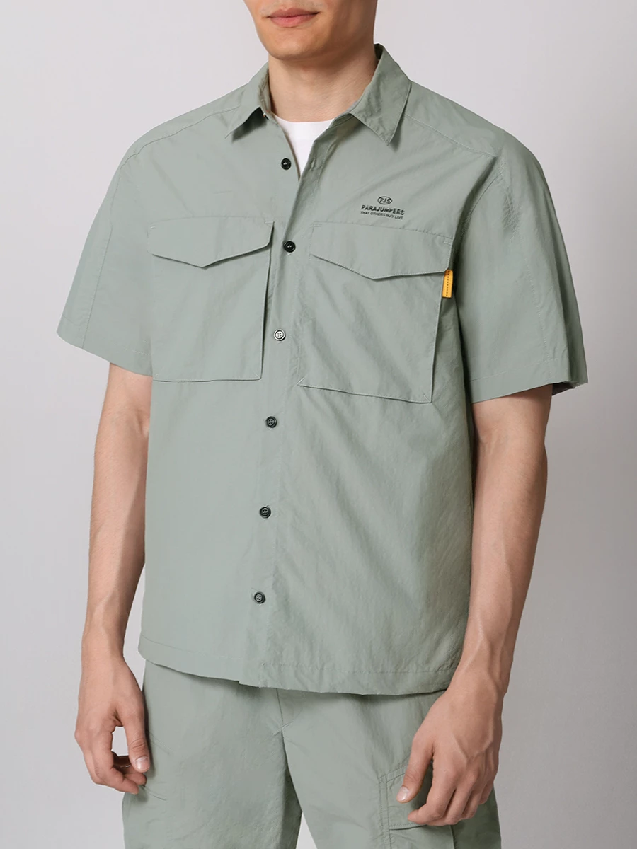 Рубашка однотонная PARAJUMPERS 24SM-PMSISJ03 PETE/306, размер 50, цвет зеленый 24SM-PMSISJ03 PETE/306 - фото 4