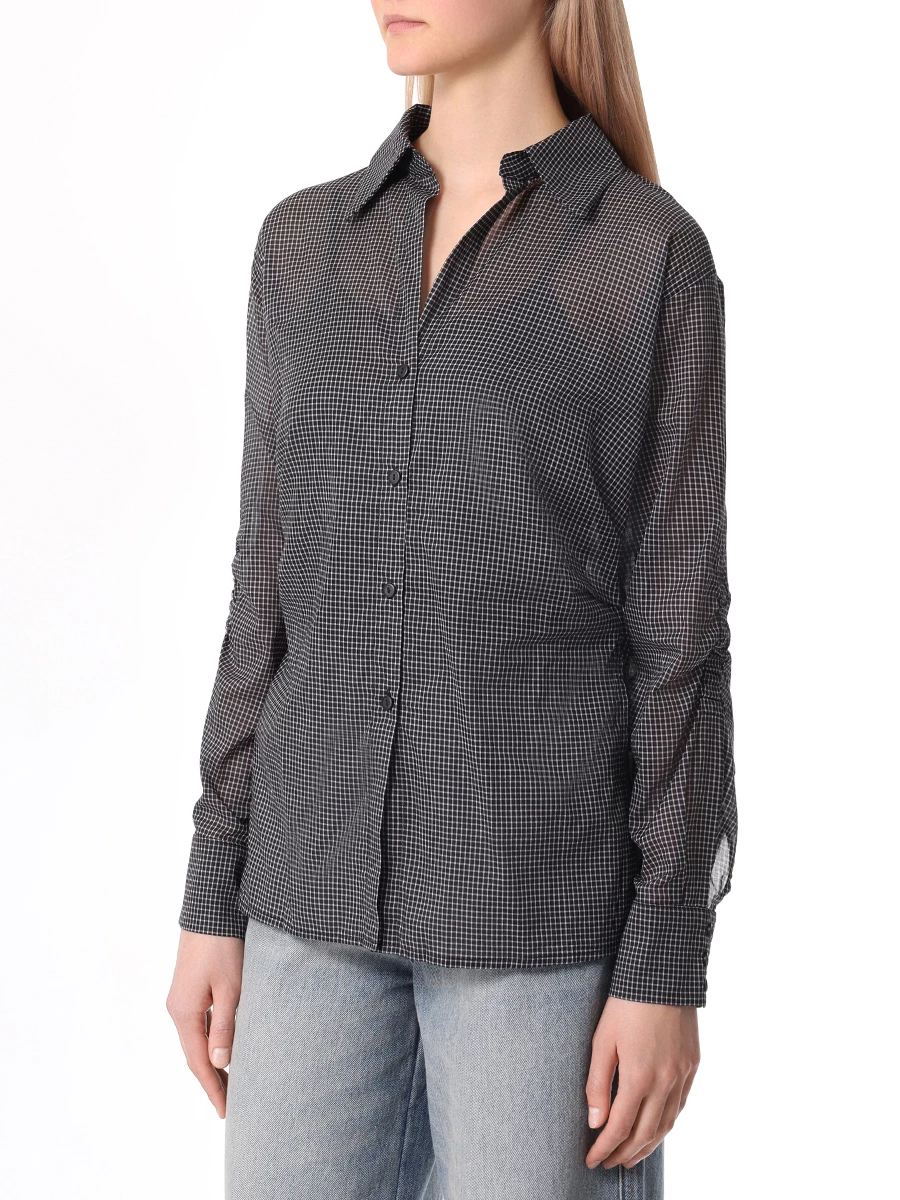 Рубашка хлопковая JULI TOO Cotton, размер 36, цвет черный - фото 4