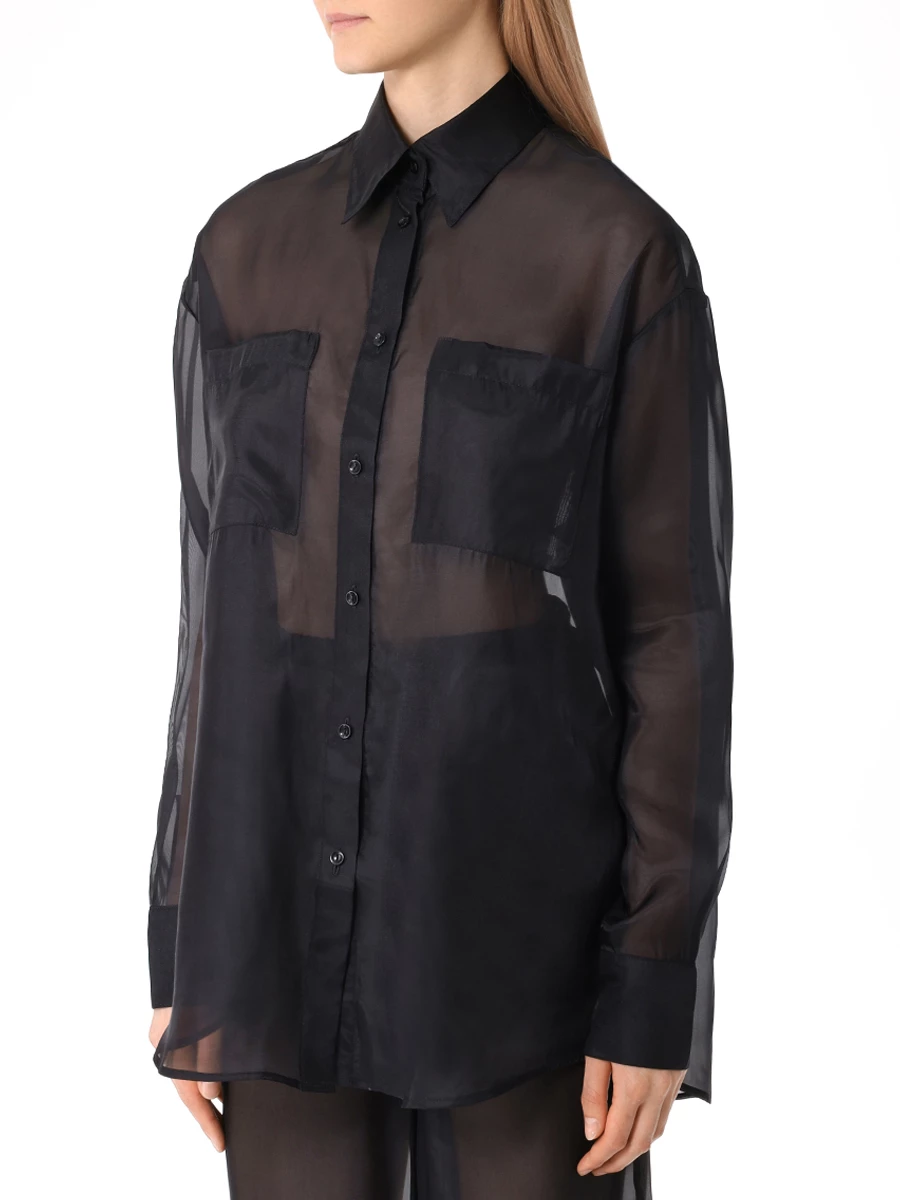 Рубашка из органзы ALINE AL071702, размер 42, цвет черный - фото 4