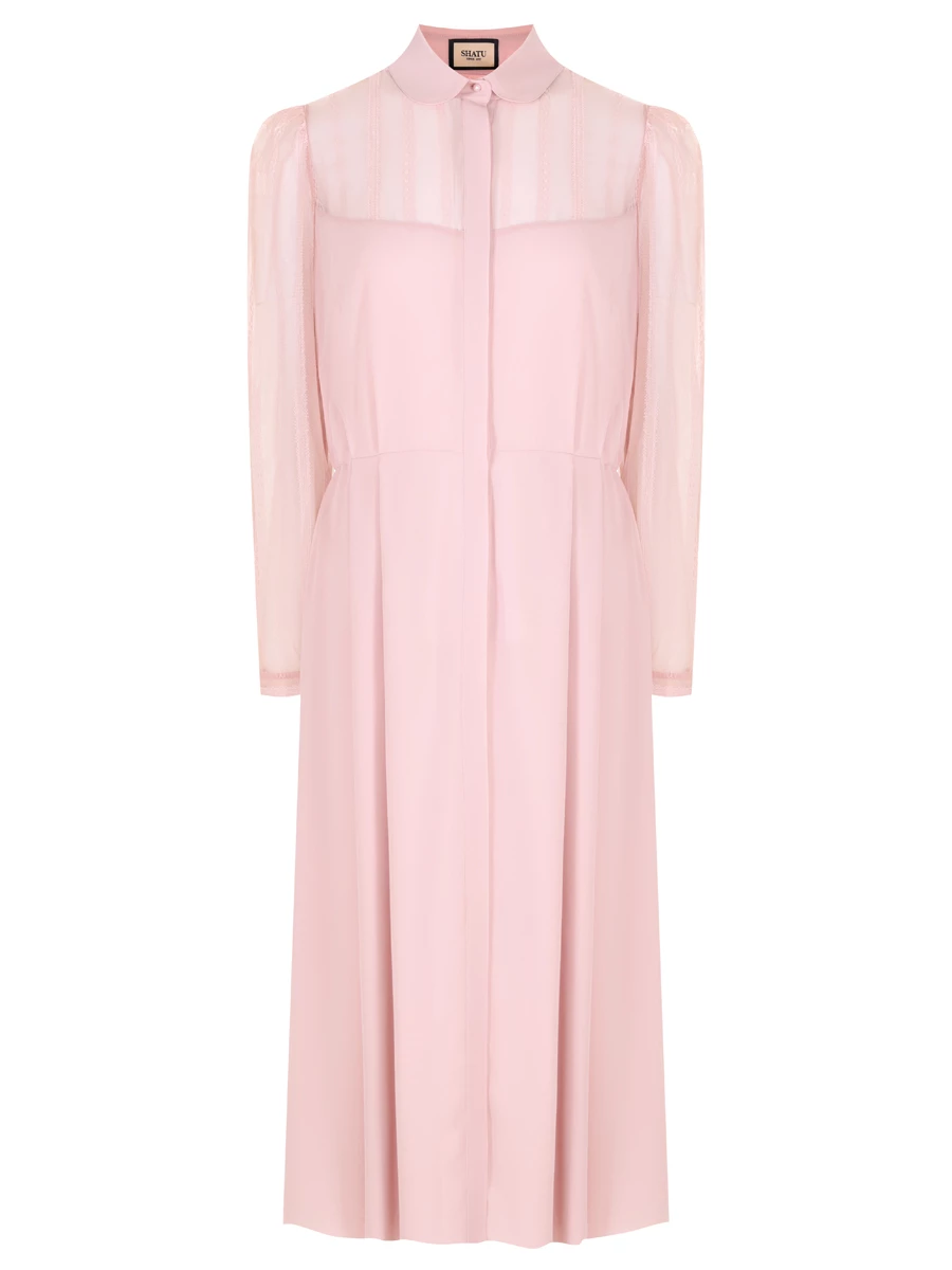 Платье с сеткой SHATU SH3424_1002 Пудра, размер 48, цвет розовый