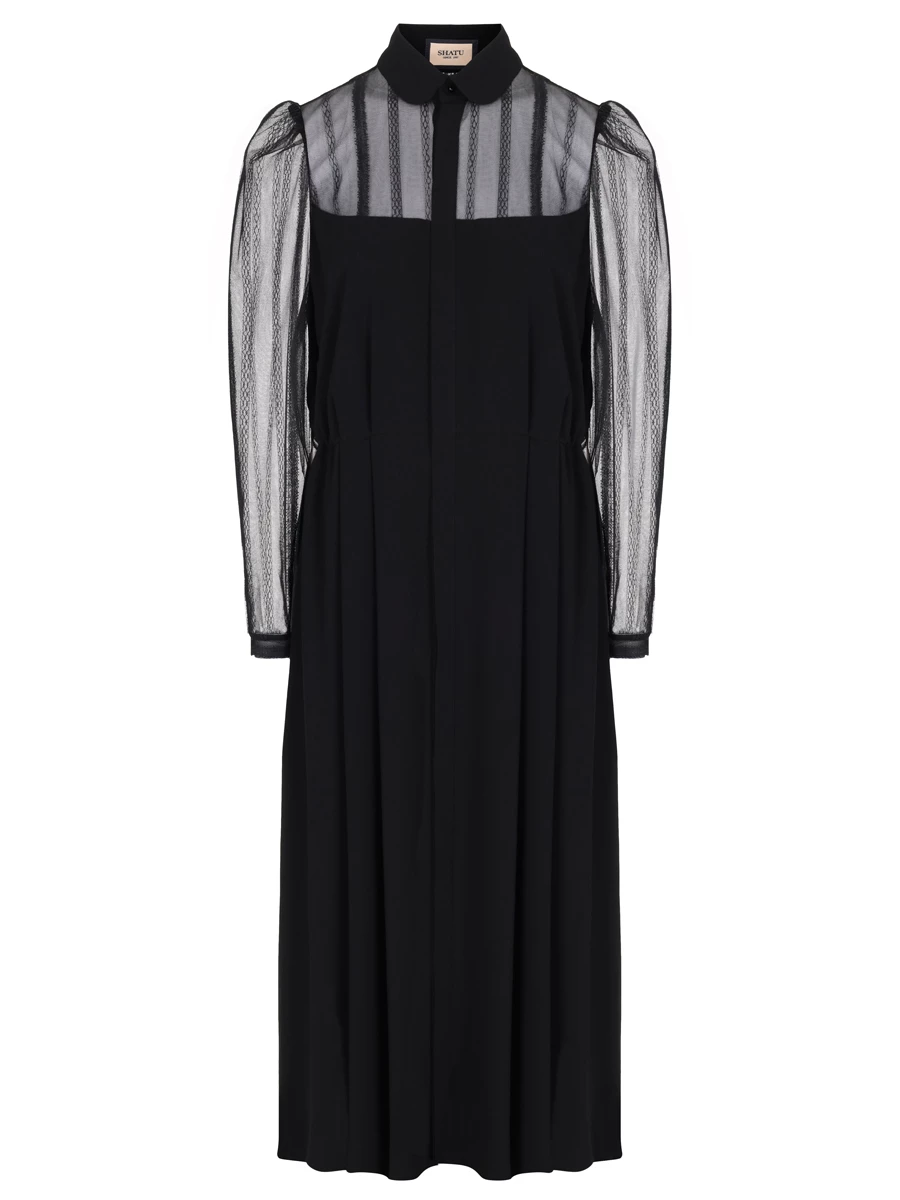 Платье с сеткой SHATU SH3424_1002, размер 44, цвет черный