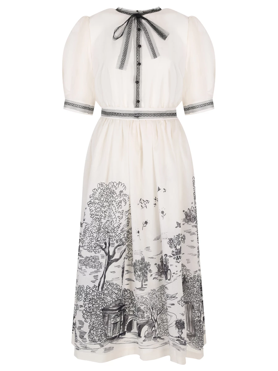 Платье из хлопка и шелка SHATU SH3424_1011, размер 44, цвет белый