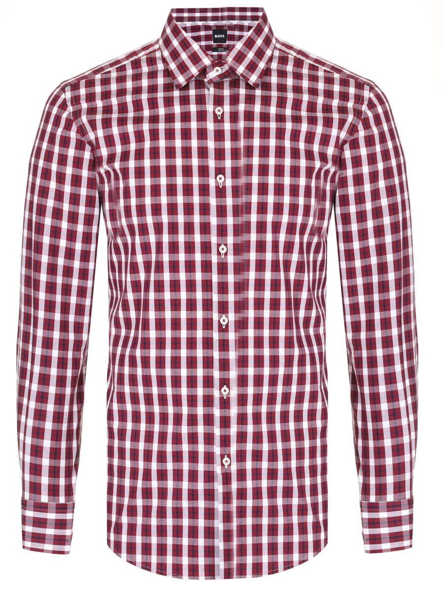 Рубашка Slim Fit хлопковая BOSS 50502628/602, размер 40, цвет бордовый 50502628/602 - фото 1