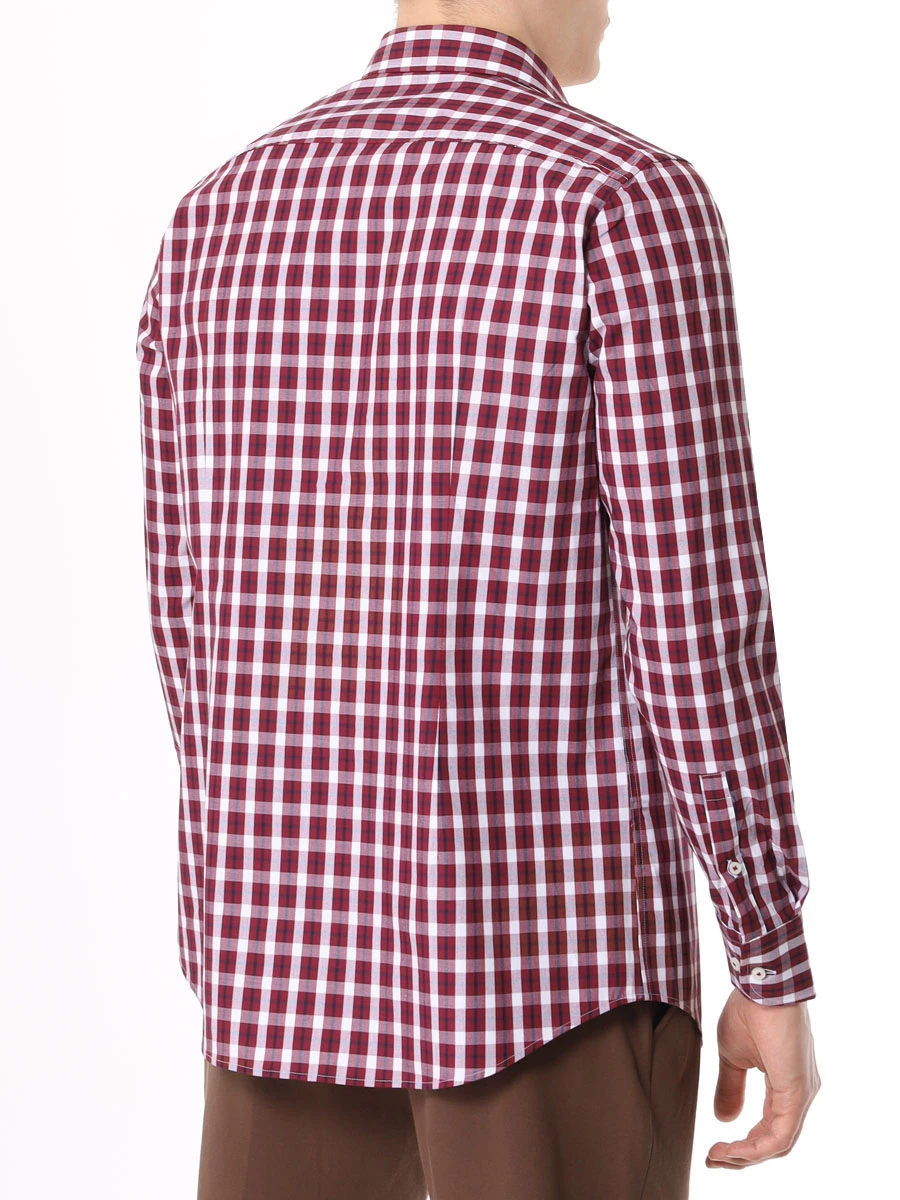 Рубашка Slim Fit хлопковая BOSS 50502628/602, размер 40, цвет бордовый 50502628/602 - фото 3