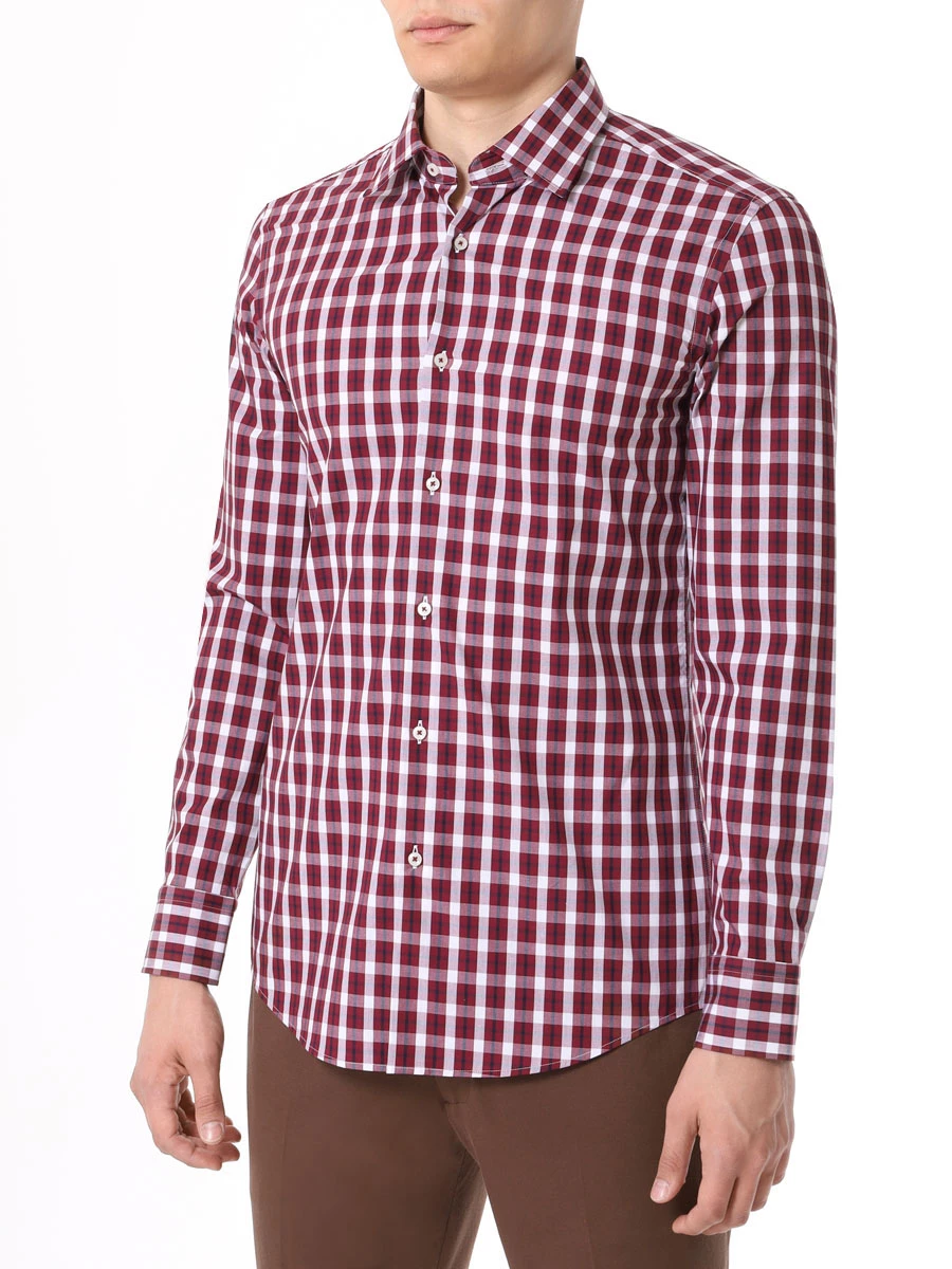 Рубашка Slim Fit хлопковая BOSS 50502628/602, размер 40, цвет бордовый 50502628/602 - фото 4