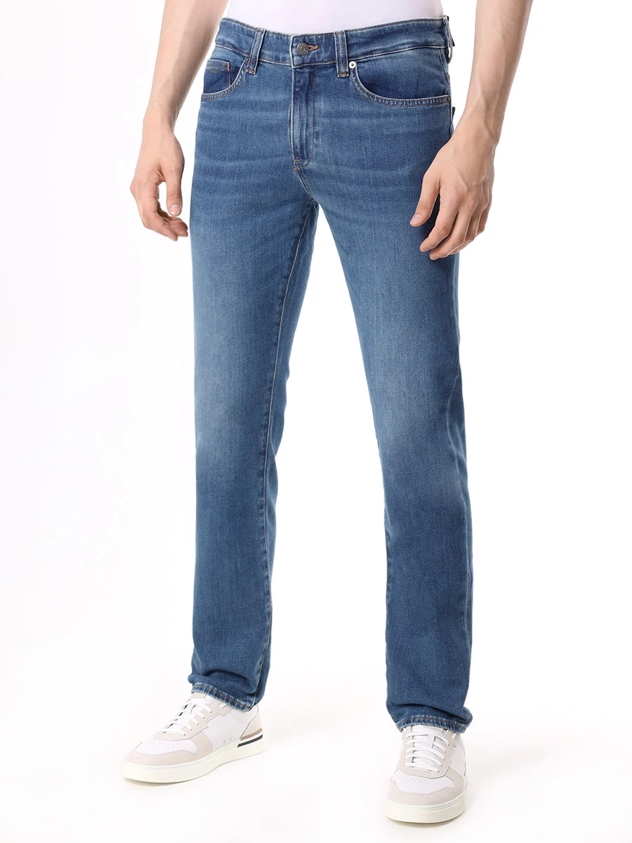 Джинсы Slim Fit хлопковые BOSS 50513622/437 Голубой  Фото 4