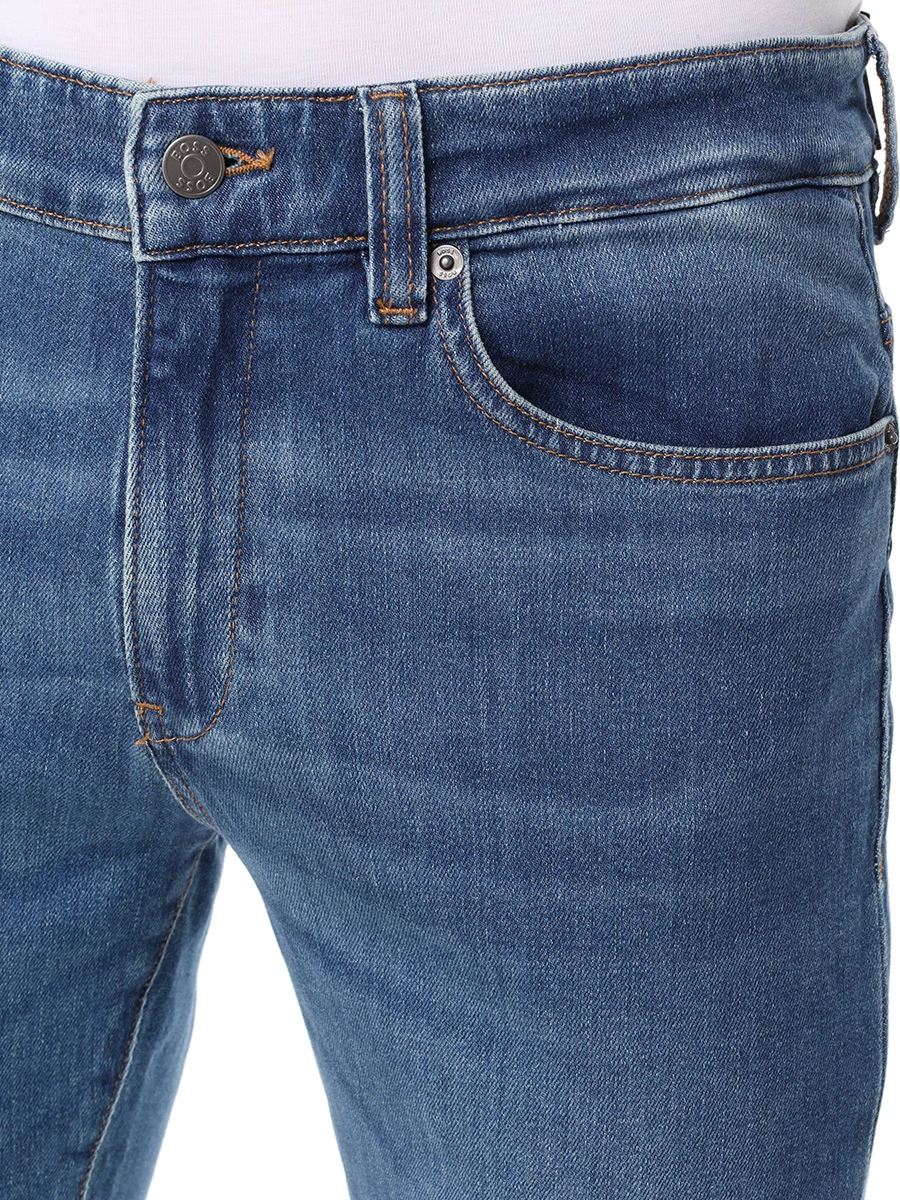 Джинсы Slim Fit хлопковые BOSS 50513622/437 Голубой  Фото 5