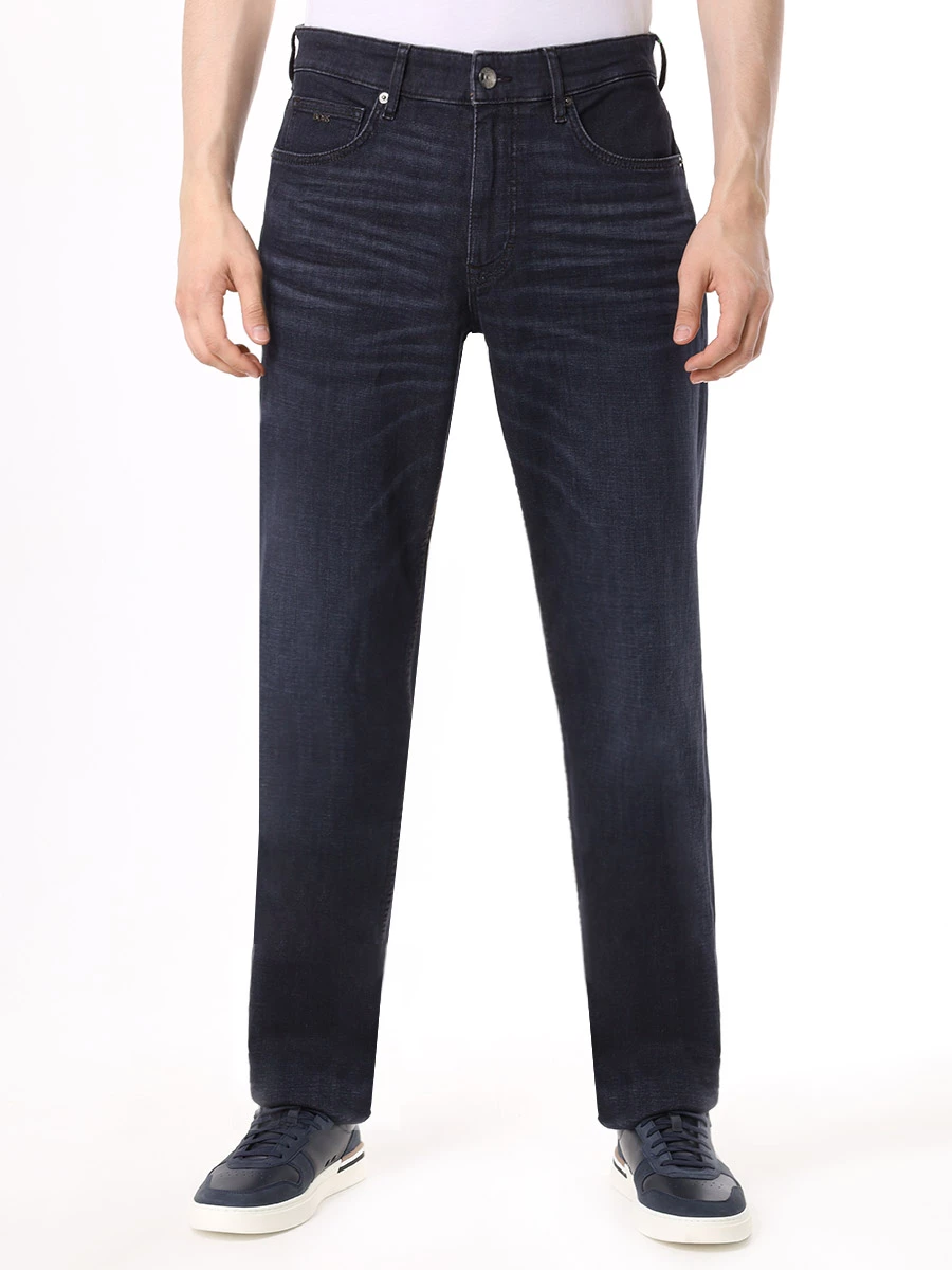 Джинсы Regular Fit хлопковые BOSS 50513627/010 Серый  Фото 4