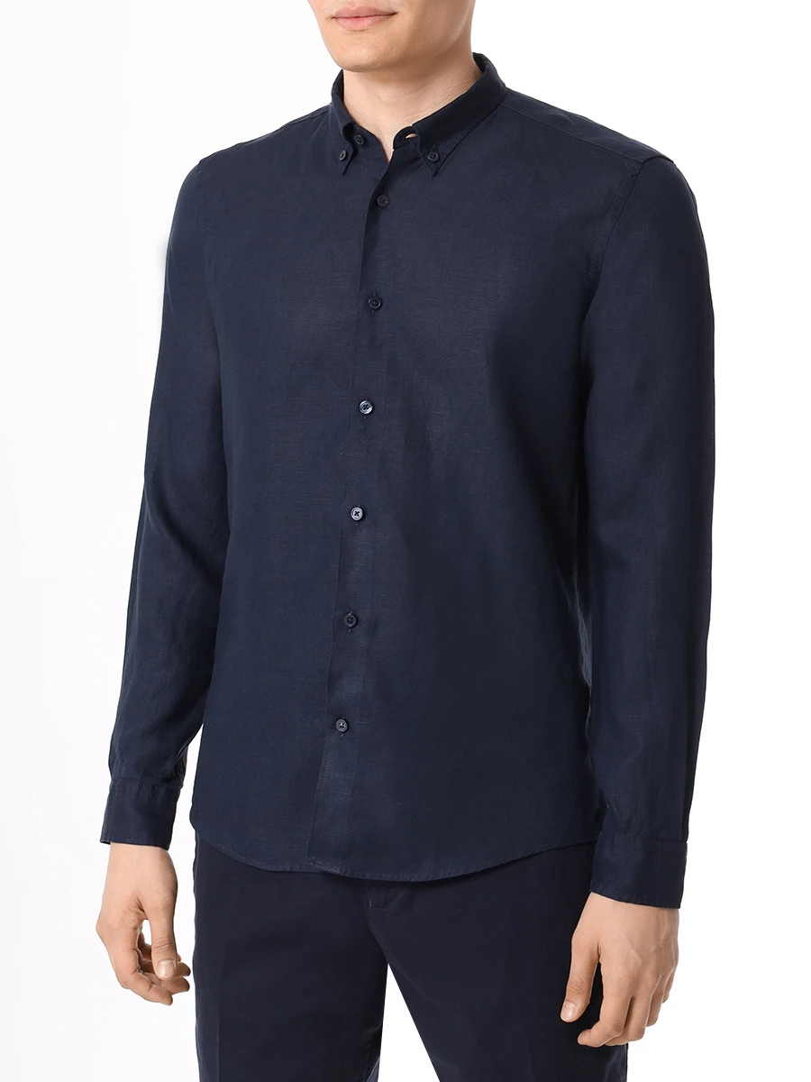 Рубашка Regular Fit льняная BOSS 50513849/404 Синий  Фото 4