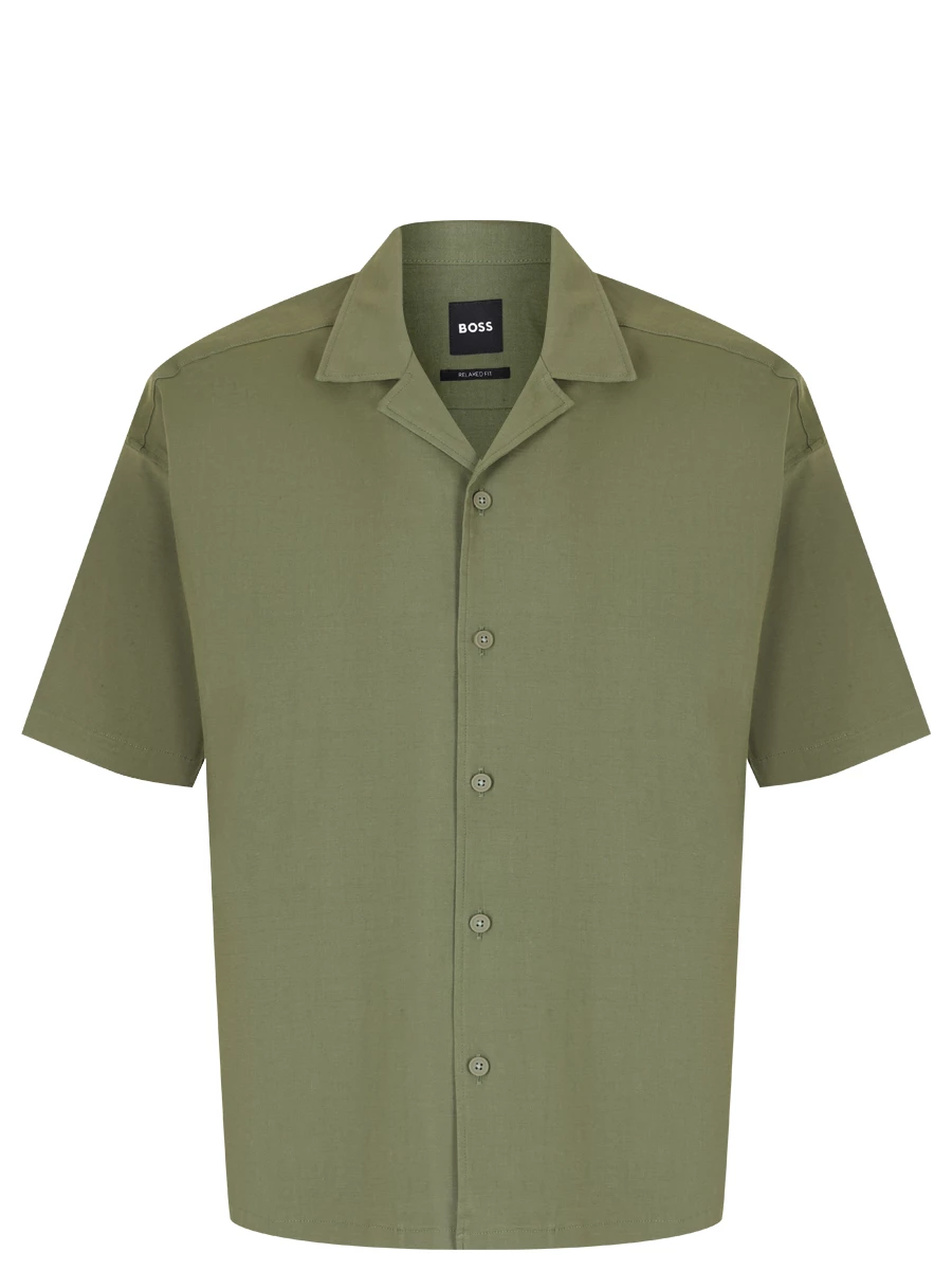 Рубашка Relaxed Fit льняная BOSS 50514390/374, размер 50, цвет зеленый 50514390/374 - фото 1