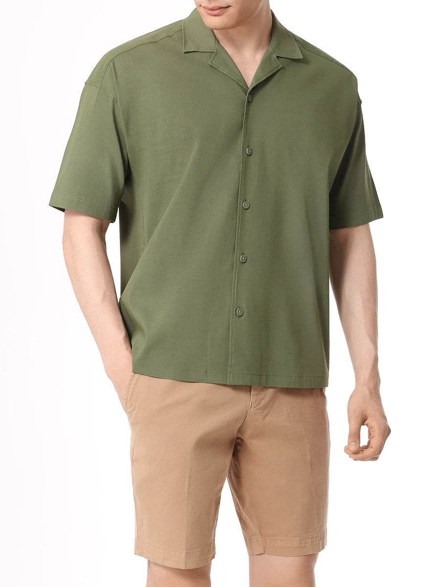 Рубашка Relaxed Fit льняная BOSS 50514390/374, размер 50, цвет зеленый 50514390/374 - фото 2