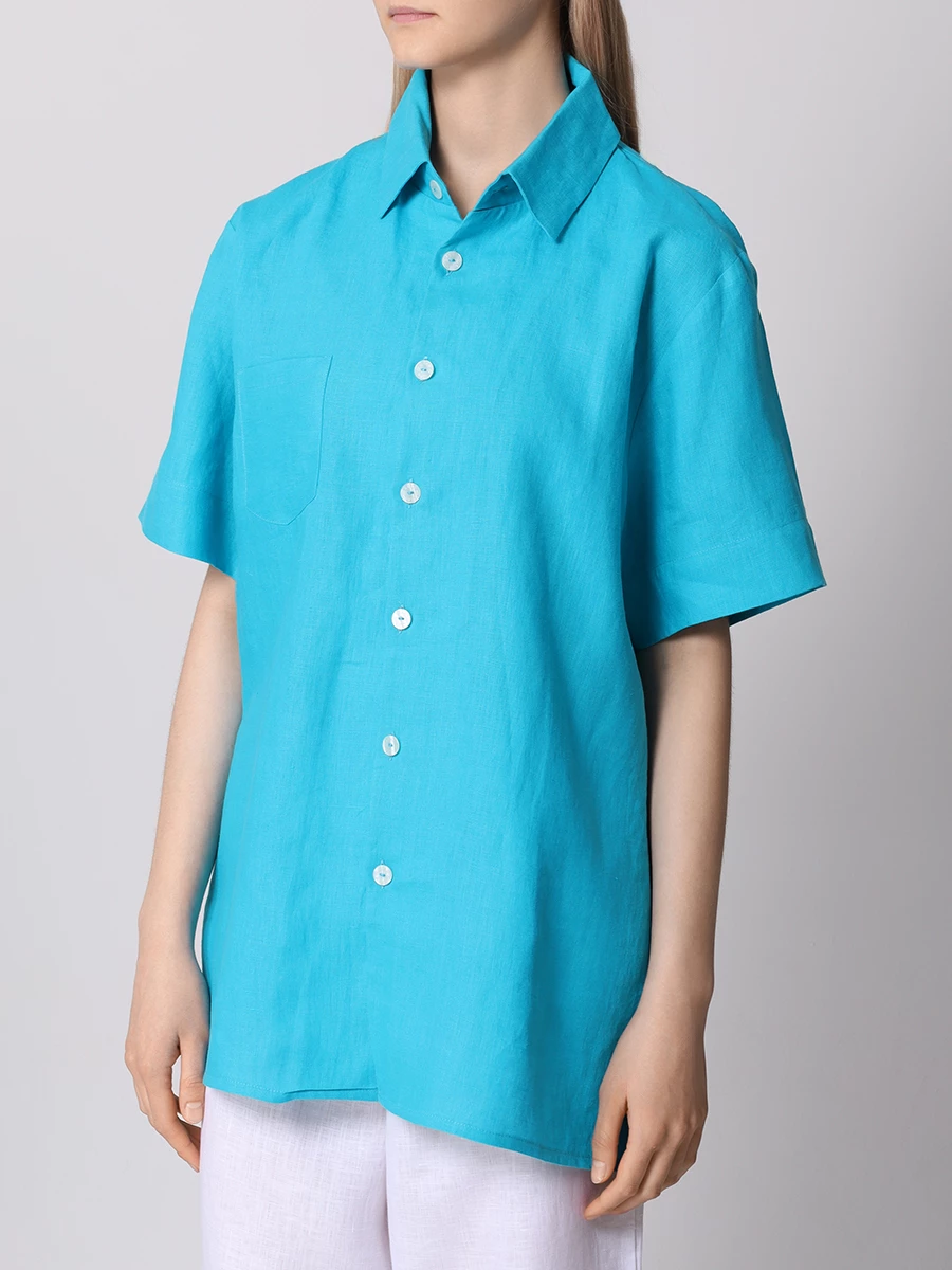 Рубашка льняная LÉAH S23.SH.070.4000.405, размер 40, цвет голубой - фото 4