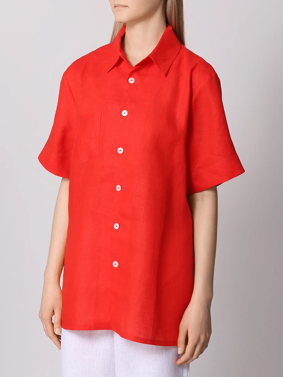 Рубашка льняная LÉAH BC.SH.070.4000.600, размер 40, цвет красный - фото 4