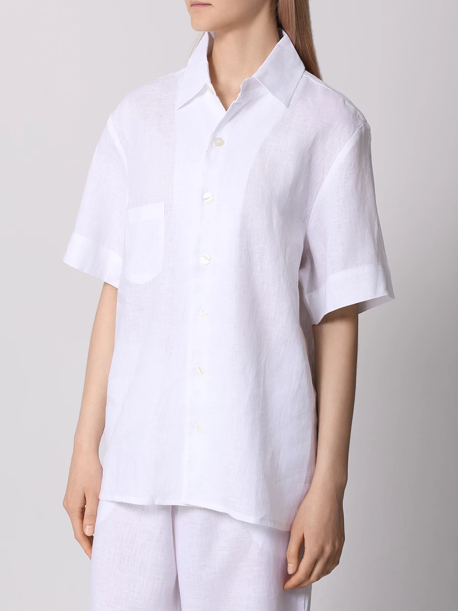 Рубашка льняная LÉAH BC.SH.070.4000.100, размер 40, цвет белый - фото 4