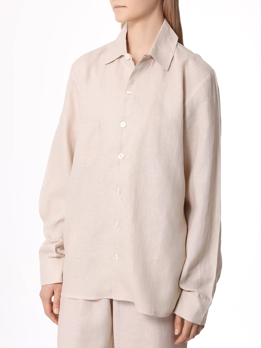 Рубашка льняная LÉAH BC.SH.071.4000.102, размер 40, цвет бежевый - фото 4