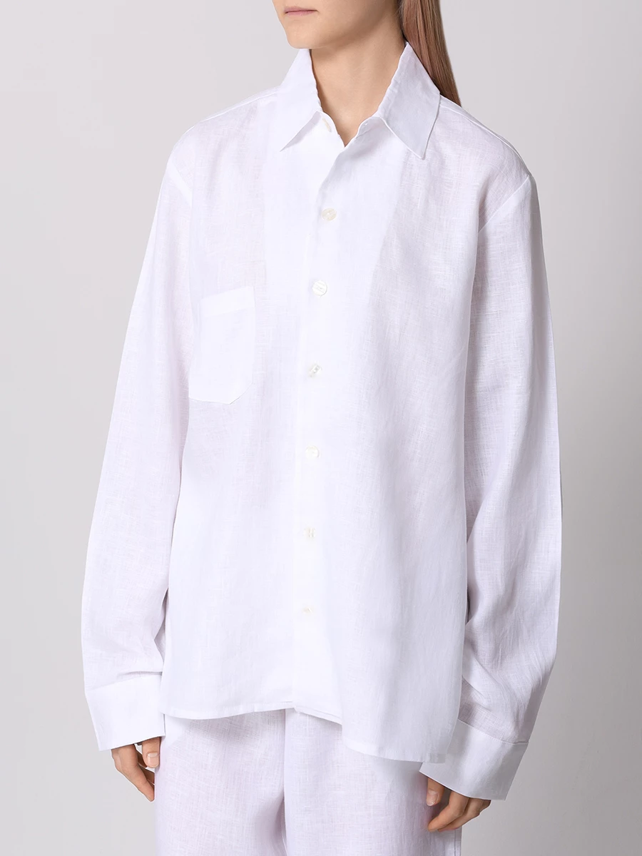 Рубашка льняная LÉAH BC.SH.071.4000.100, размер 40, цвет белый - фото 4