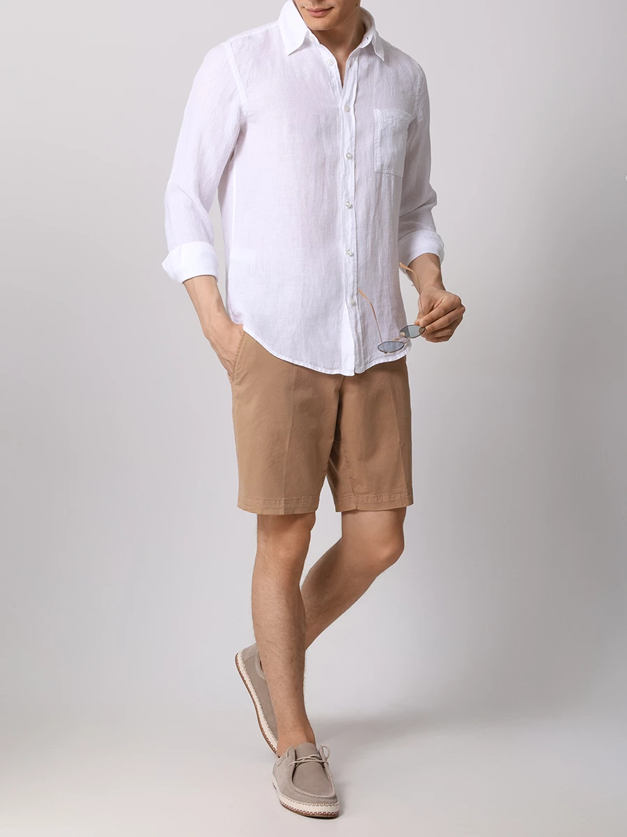 Рубашка Regular Fit льняная BOSS 50489344/100 Белый  Фото 2