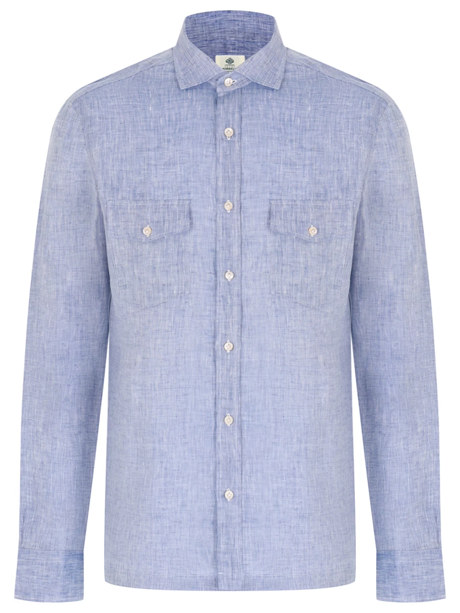 Рубашка льняная LUIGI BORRELLI SR1601/DENIM, размер 42, цвет синий