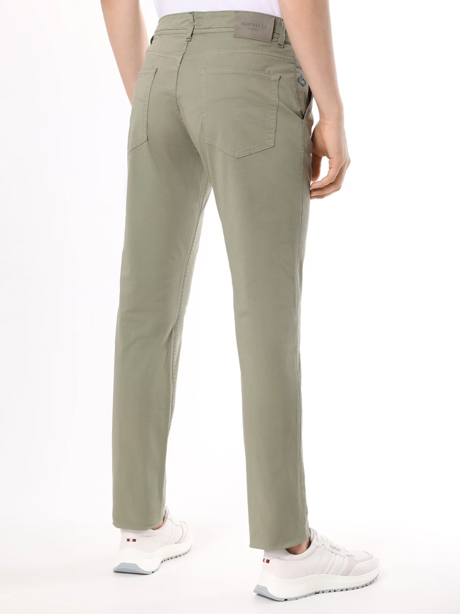 Брюки Regular Fit хлопковые LUIGI BORRELLI PLEBISCITO-CCK6015/VERDE Хаки  Фото 3