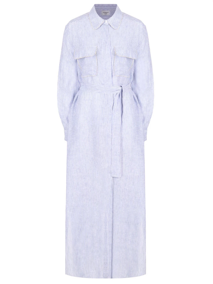 Платье-рубашка льняное FORTE DEI MARMI COUTURE 24SF1111-R/131, размер 46, цвет синий
