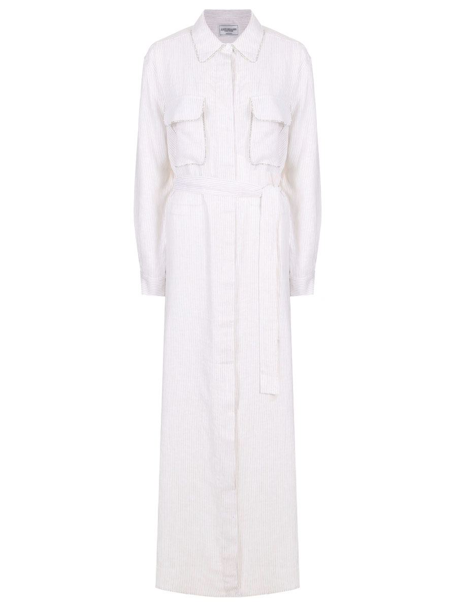 Платье-рубашка льняное FORTE DEI MARMI COUTURE 24SF1111-R/120, размер 50, цвет белый