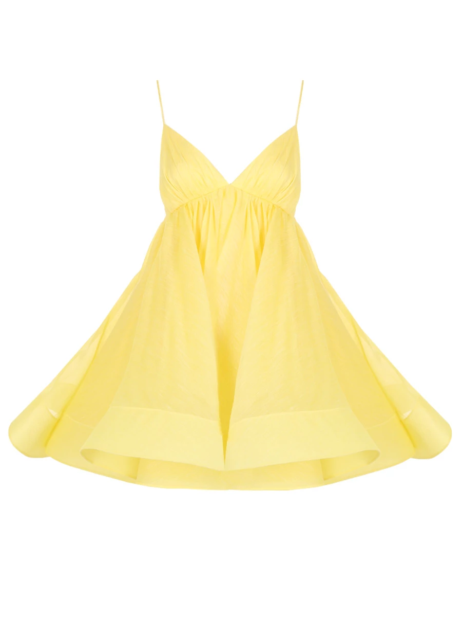 Платье из шелка и льна L'etoile De Sud YVON L*ETOILE DU SUD, размер 42, цвет желтый